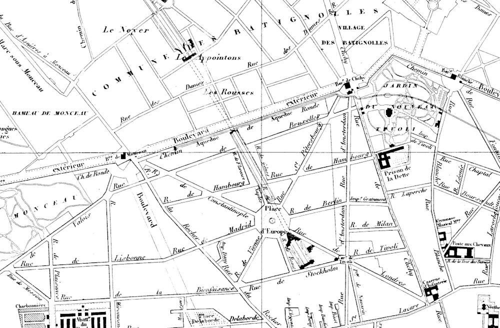 Plan de la Place de l’Europe & du quartier par Jacoubet, 1836, Ville de Paris