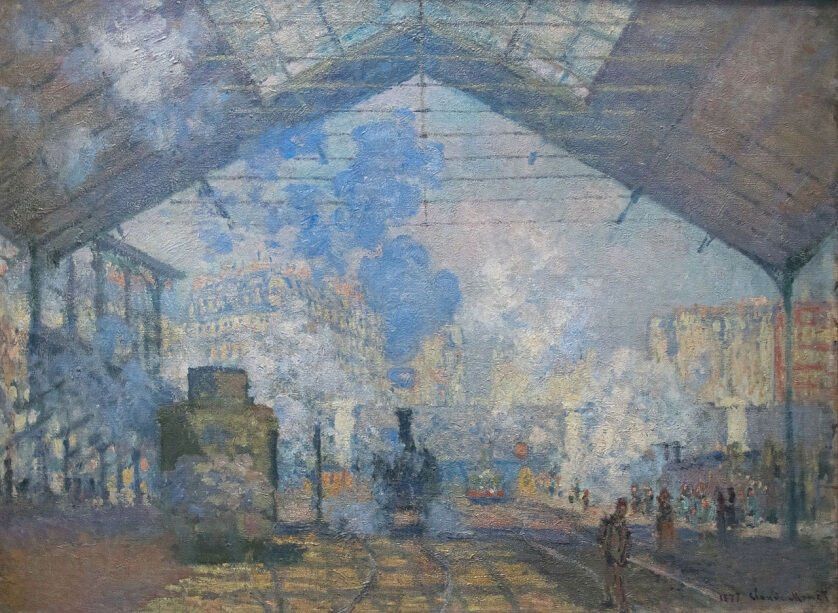 Claude Monet, Vue intérieure de la gare Saint-Lazare, ligne d’Auteuil, 1877, Musée d’Orsay